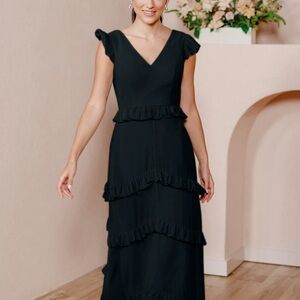 Revelry Amelia Chiffon Dress in Black